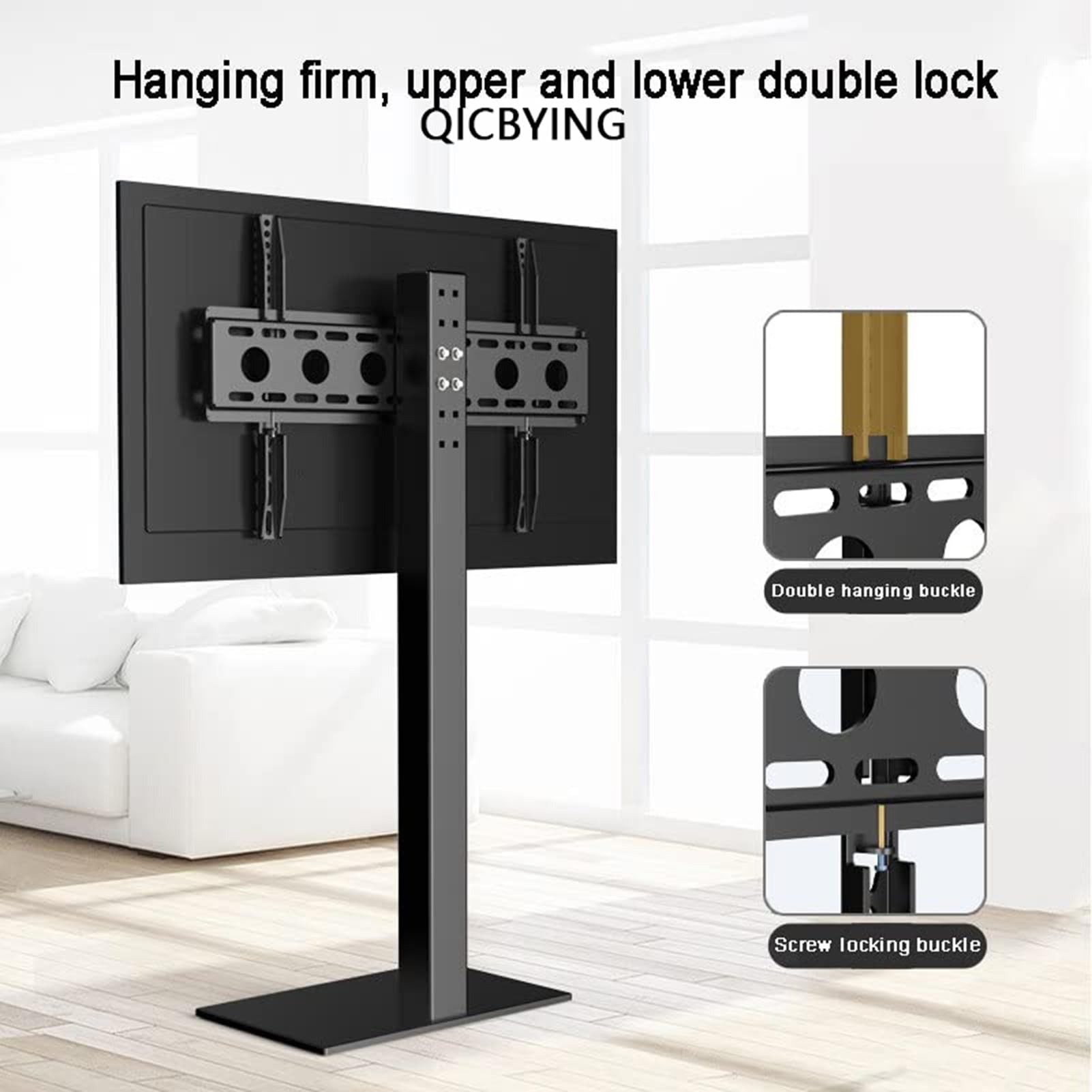 Boden-TV-Ständer Für 32-70 Zoll Fernseher – Höhenverstellbar (8 Stufen), Schwenkbar, Neigbar, Trägt Bis 40 Kg, VESA Bis 400x400