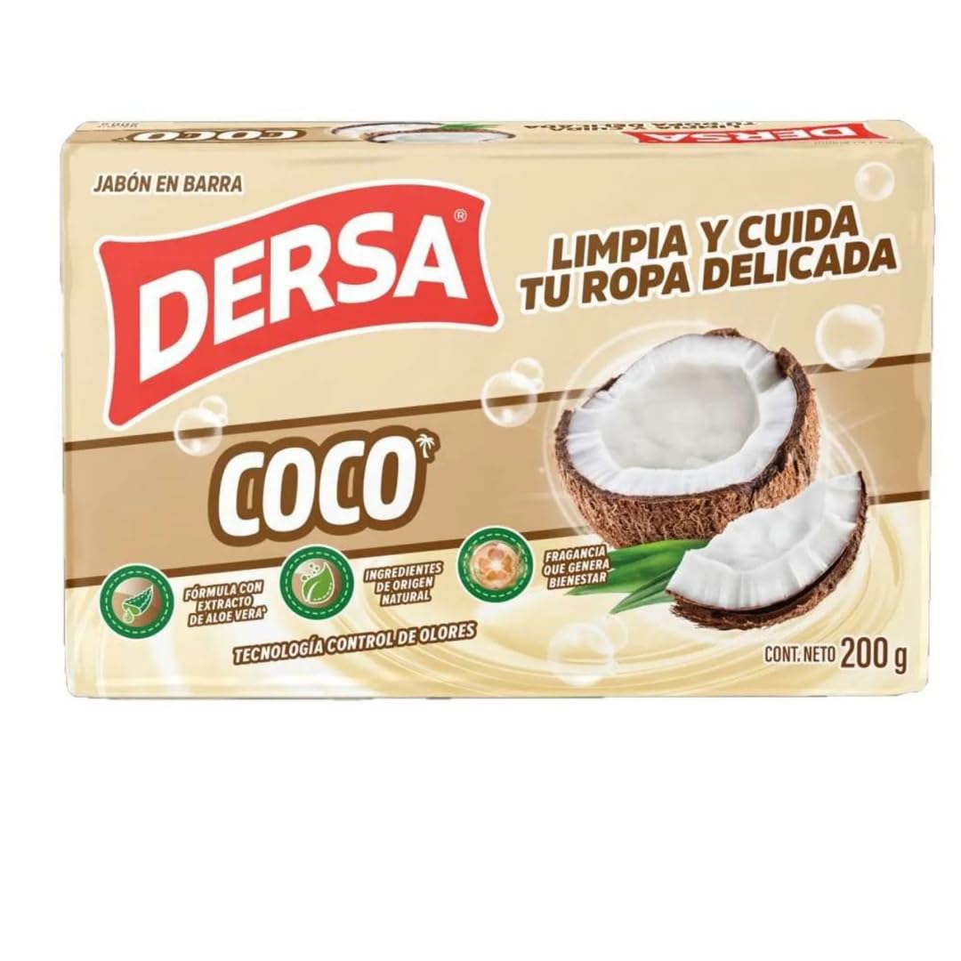 Jabón en Barra Dersa Coco – 200g (7.05 oz) – Multipurpose Coconut Bar Soap