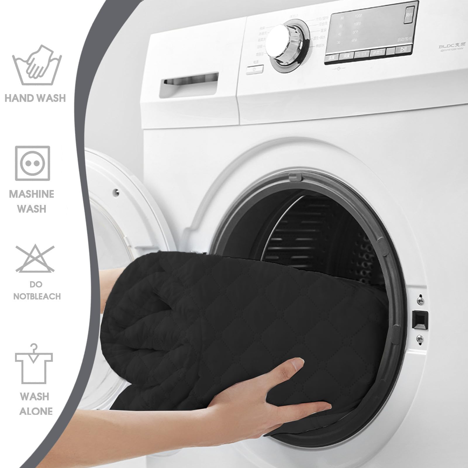 GYHH Sofa Armrest Cover, Headrest Cover for Recliner Chair Arm Cover,Armchair Slipcover Nonslip Quilted Furniture Protector for Pets Leather Sofa Couch (Black,1 Seat Recliner | 3 pc)