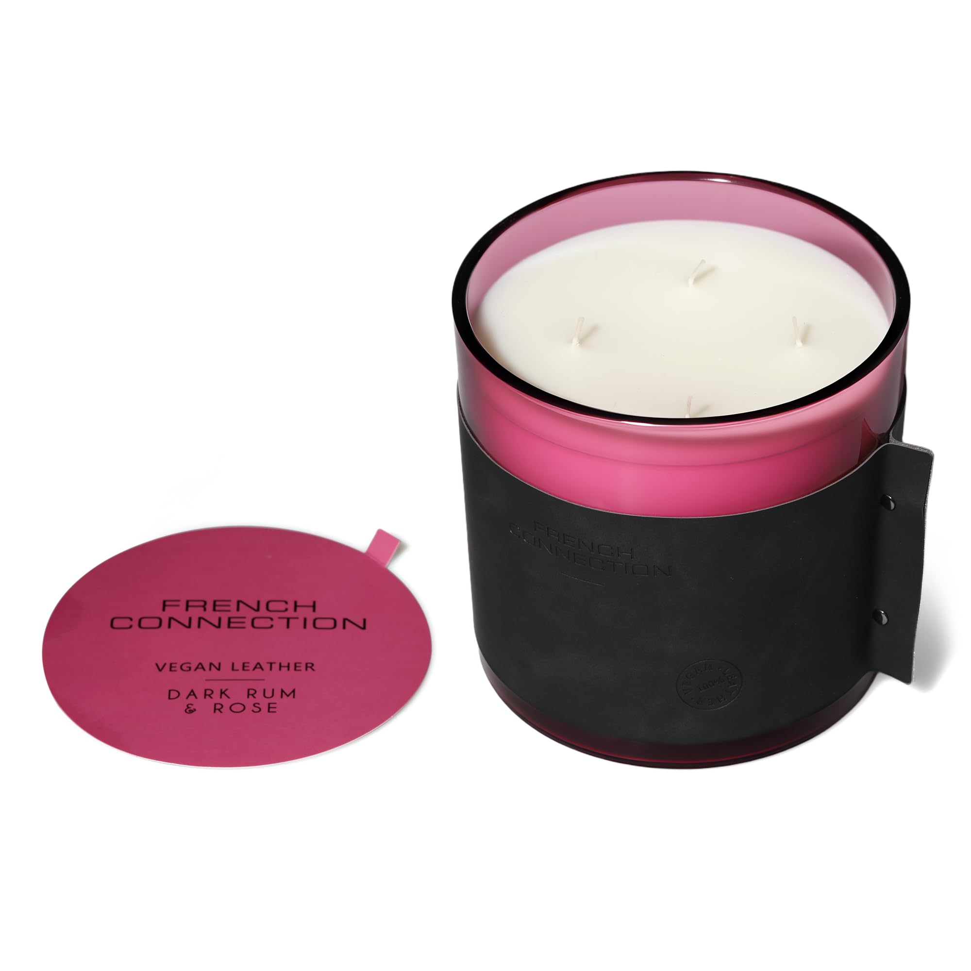 French Connection Leather Range Candle – Dark Rum & Rose – 1.46KG (4-Wick) - FCC009PBXL