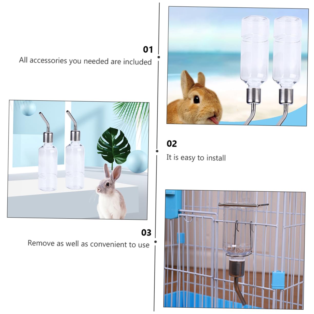 Angoily 6pezzi Dispenser Per Criceti e Porcellini Da Bottiglie Sospese Design Trasparente Per Monitorare Assunzione Di Liquidi Facile Da Installare Su Gabbie Per Piccoli Animali Antileak e