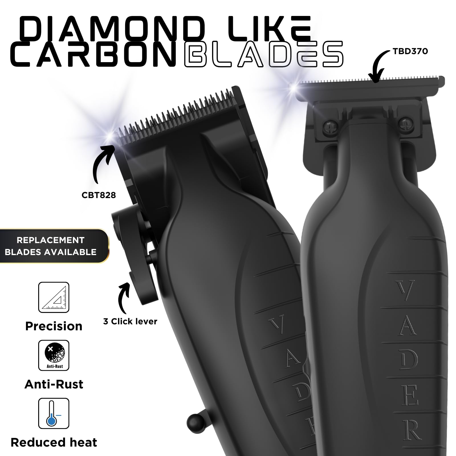 Supreme Trimmer Vader - Cortapelos y recortadora 2 en 1 | Recortadora de barba inalámbrica para barberos o cortapelos caseros para hombre STC5098 y ST3778 | Negro