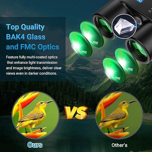 Miniatura 4 de Ormax Prismáticos compactos de 10 x 42 con visión clara de poca luz, ocular grande, binoculares para adultos y niños, prisma de lente HD,