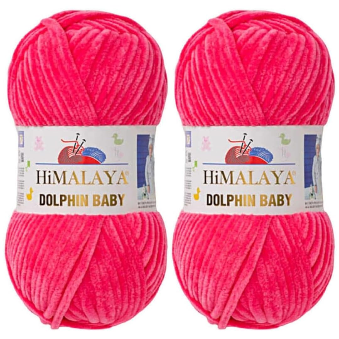 Himalaya Dolphin Baby Yarn 2 X 100g Skeins Super Bulky Yarn for Knitting/Crochet Ideal for Cardigans Shawls Blankets Hats and Home Textiles (2, 80324 Rose Pink)