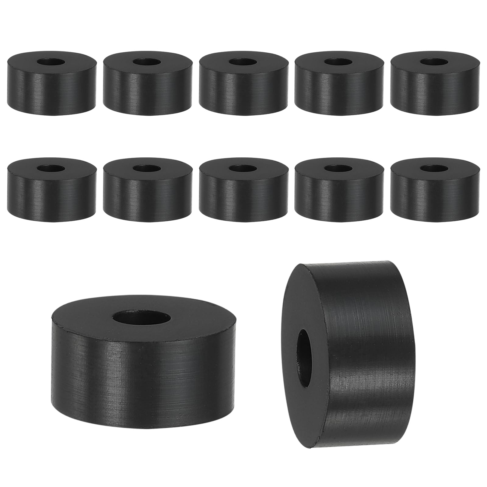 YELARXI Rubber Spacer, Thick Rubber Bushing Washers Anti Vibration Spacer Round Isolation Pads, 0.8" x 0.2" x 0.4"(20 x 6 x 10 mm) Fit for Hardware Home Car Accessories (12 Pack, Black)