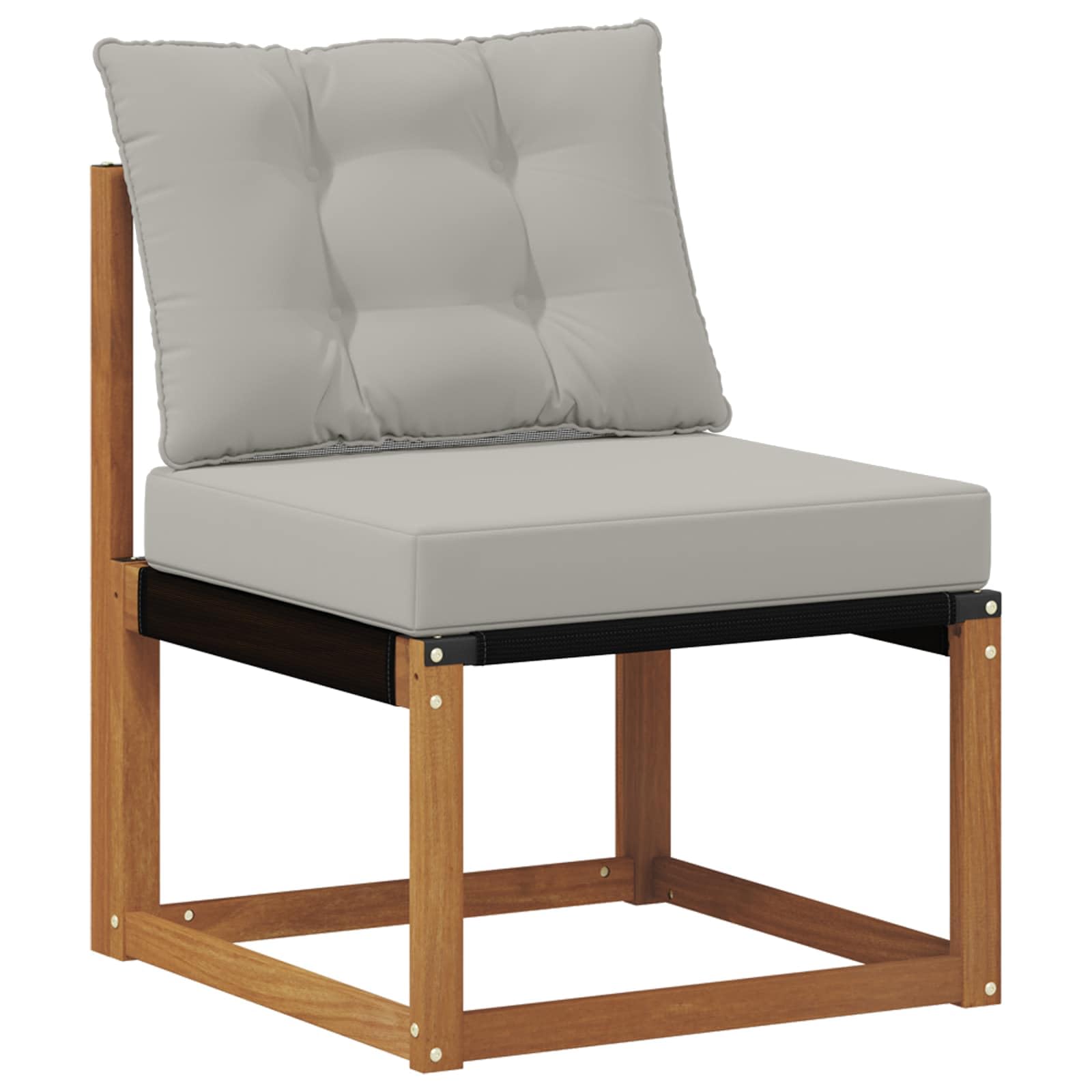 Ensemble de canapés d extérieur 7 pièces en Bois d Acacia Naturel et Gris Clair pour Salon, Patio et Espace extérieur avec Coussins Confortables et Design Contemporain