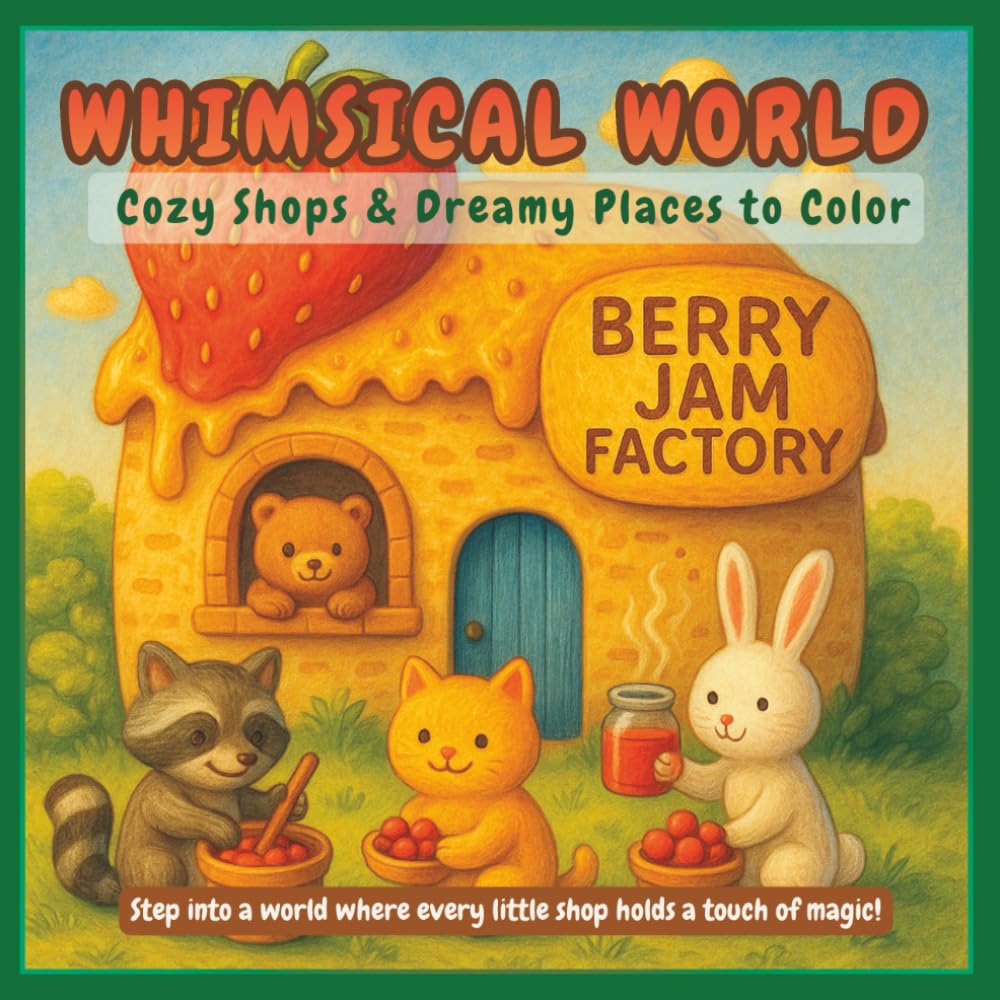 Whimsical World: Cozy Shops & Dreamy Places Coloring Book: Relaxing streets, cafés, bookshops and flower carts • bold, clean outlines with gentle ... • 50 cozy scenes for kids, teens and adults