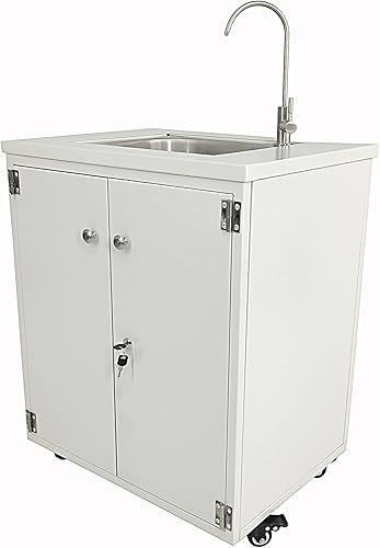 Gabinete de acero fregadero portátil fregadero autónomo estación de lavado de manos fregadero móvil fuente de agua suministro de agua 110V12V