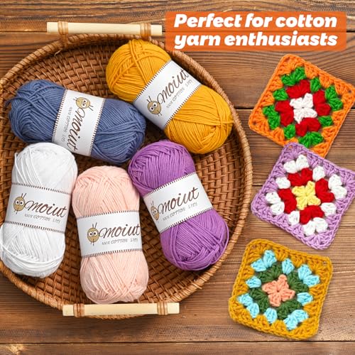 Image of 3 Pack Cotton Yarn for Crocheting, Baby Yarn for Crocheting Soft, 393yds / 5.29oz Fluffy Amigurumi Crochet Yarn, 5 Ply 100% Milk Cotton Yarn for Puzzle、Socks、Clothes(3 Khaki)