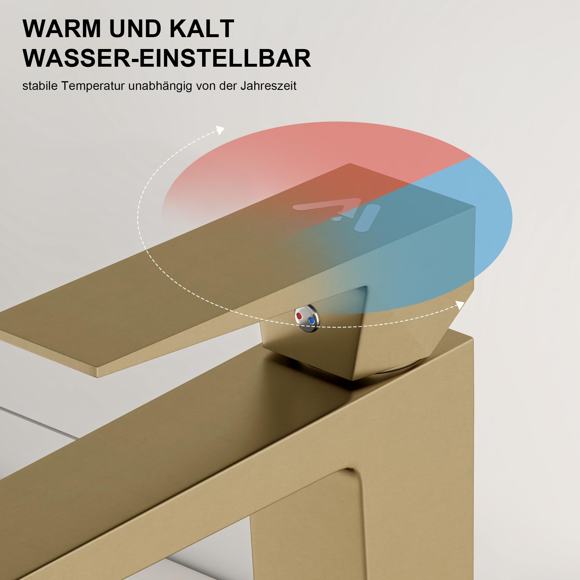 Wasserhahn Bad Einhandmischer, Anti-Spritz Waschtischarmatur Armatur, Badezimmer Sanfte Wasserstrahl Waschbecken Waschtischarmatur, Gold, Auslauf Höhe 230 MM