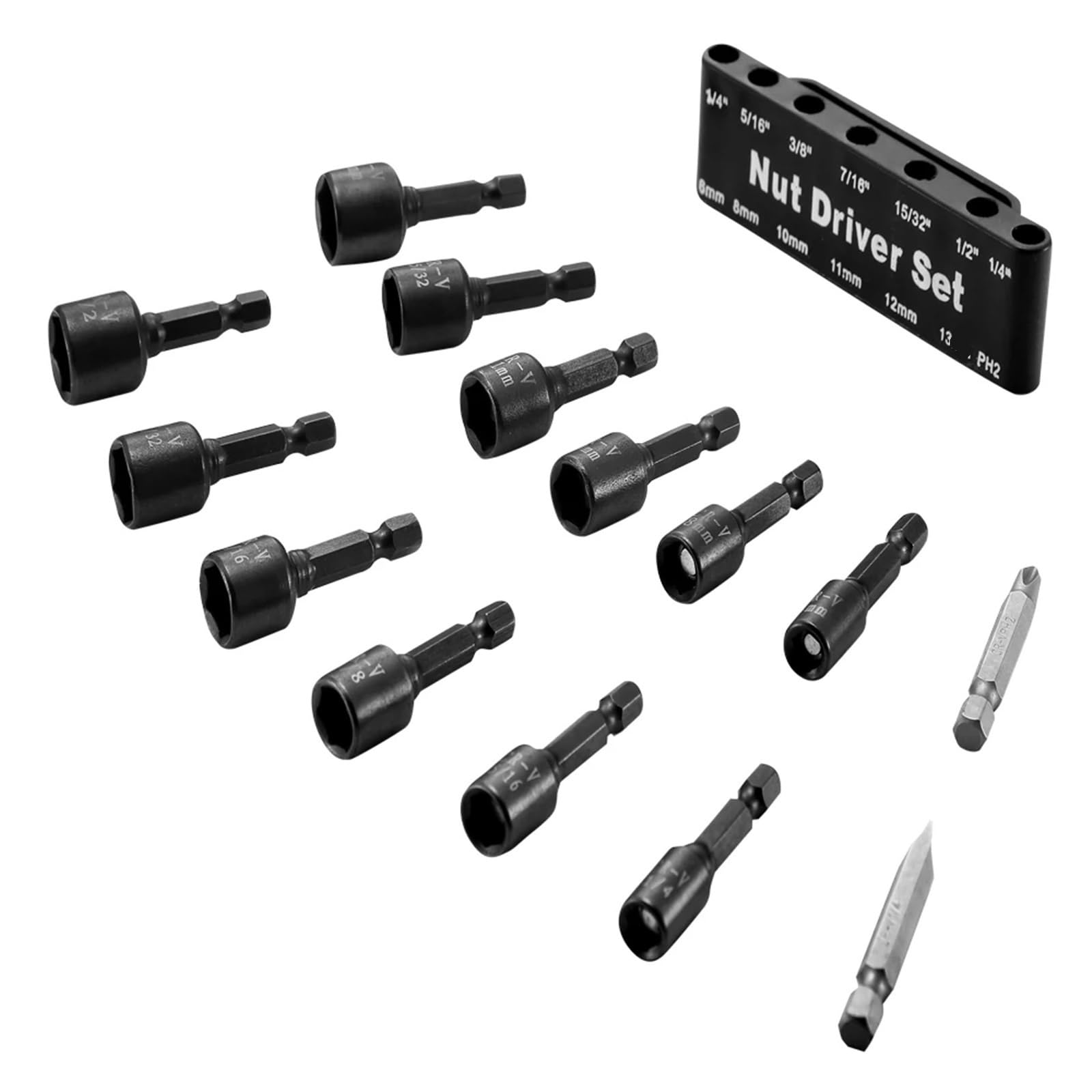 Puntas De Atornillar Juego de 14 piezas de destornilladores magnéticos con punta hexagonal y brocas for llave de 1/4 de pulgada, destornillador eléctrico, herramientas con mango Para Taladro Eléctrico