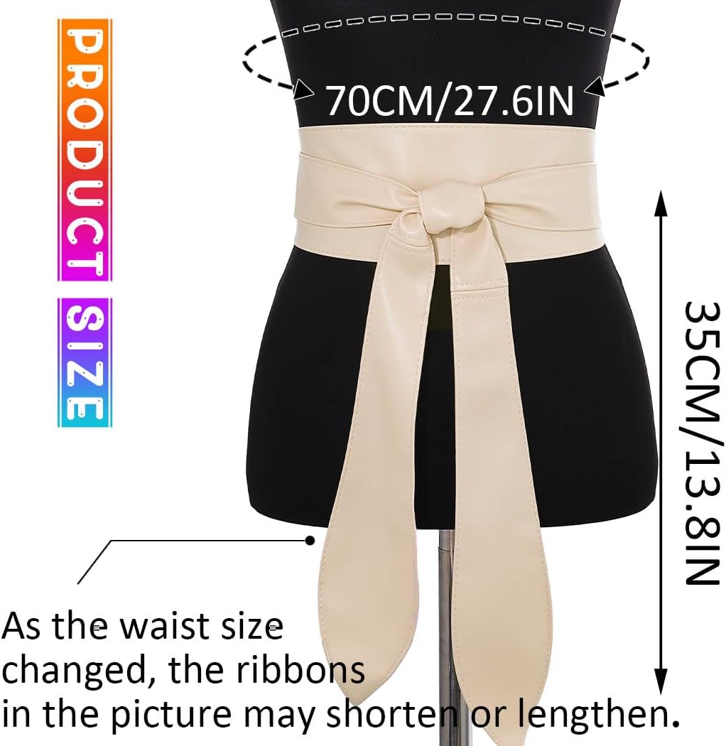 Black Obi Belt Wide Leather Wrap Belts Fashion Corset Belt Accessories for Women - Image 4