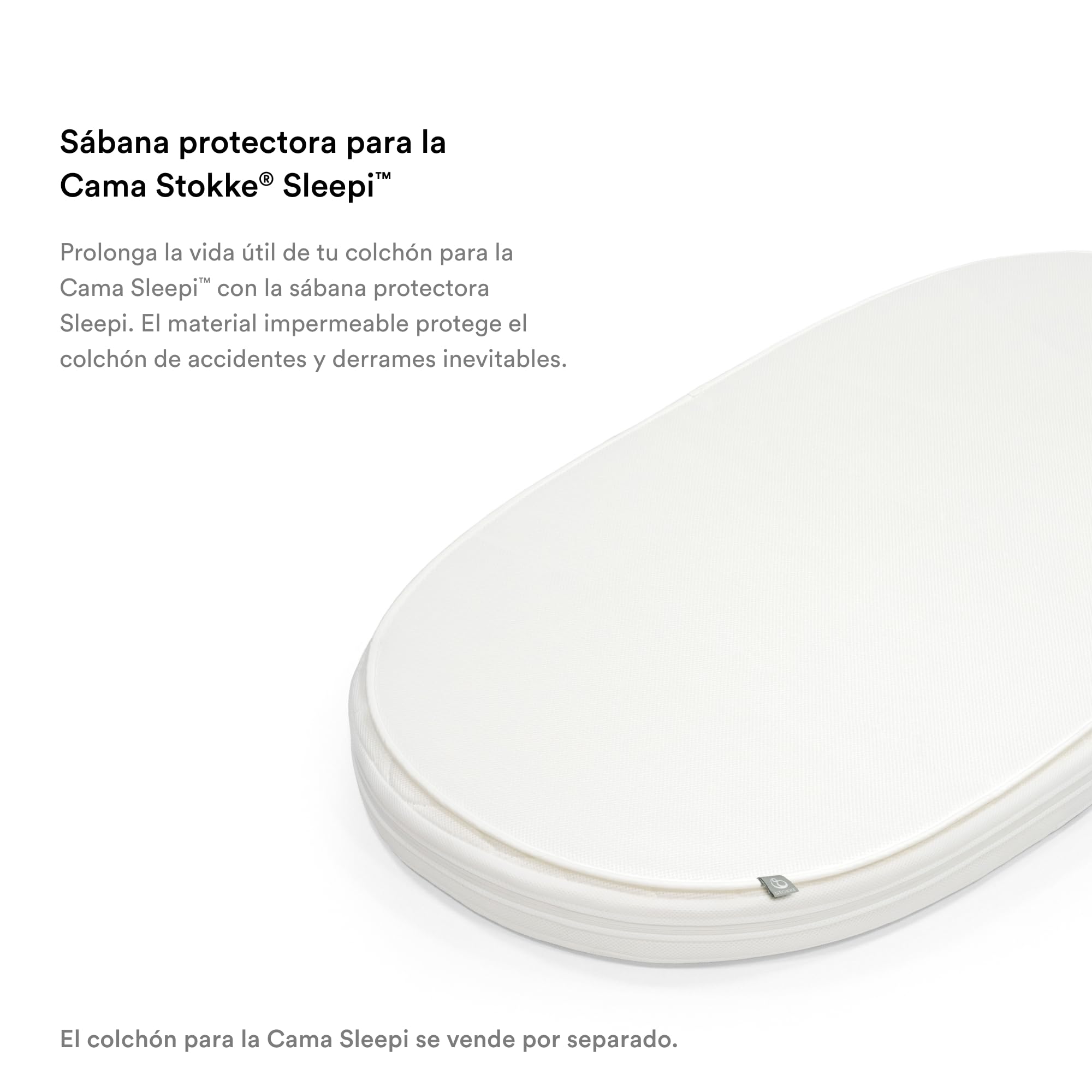 Sábana Protectora Sleepi V3 de Stokke, Blanca - Protege el colchón contra Accidentes y derrames - Compatible con el colchón Sleepi V3 - Exterior de Malla Transpirable 3D - Lavable a máquina