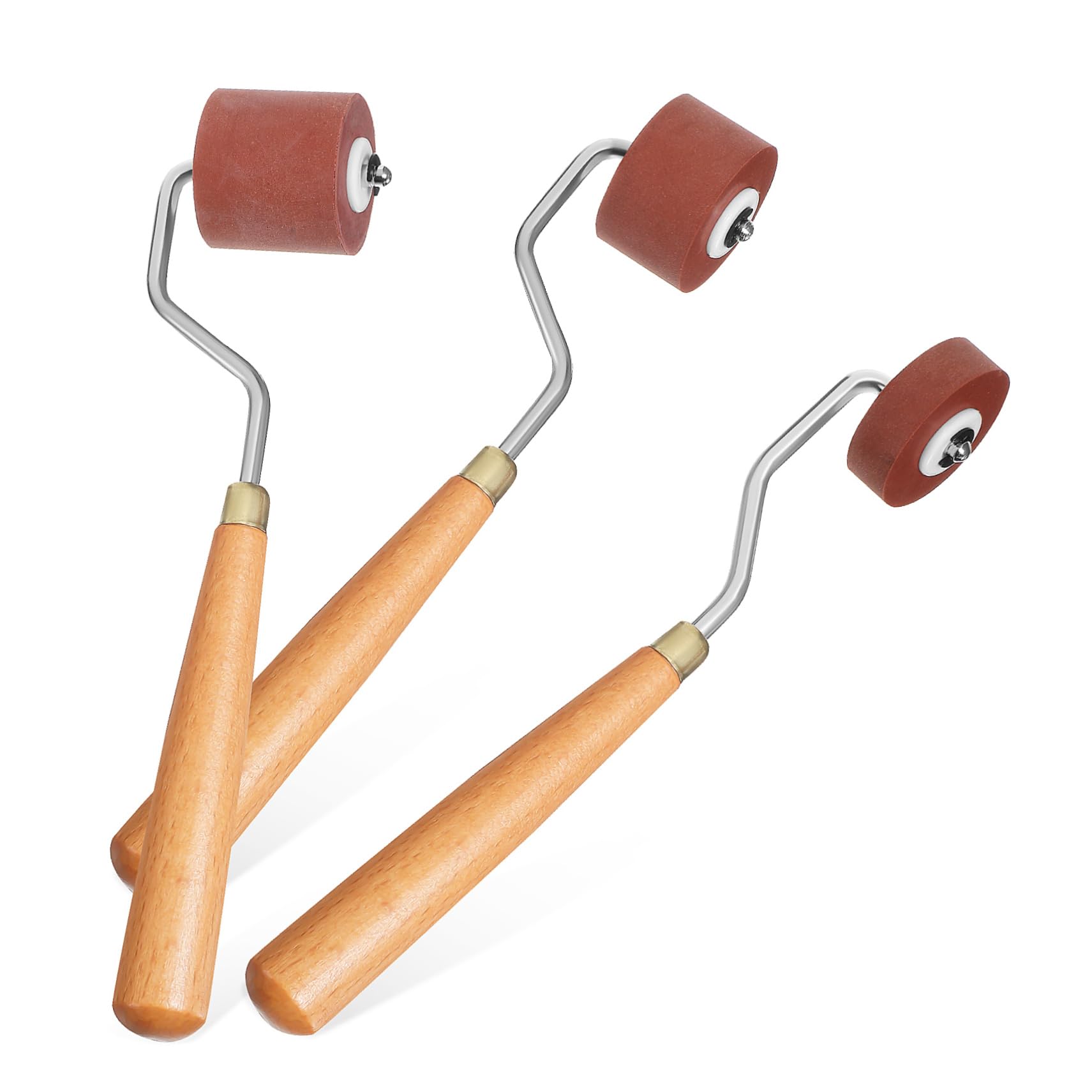 Housoutil Gummiwalze 3 Stück mit 1, 2 und 3cm Walzenbreite Braun