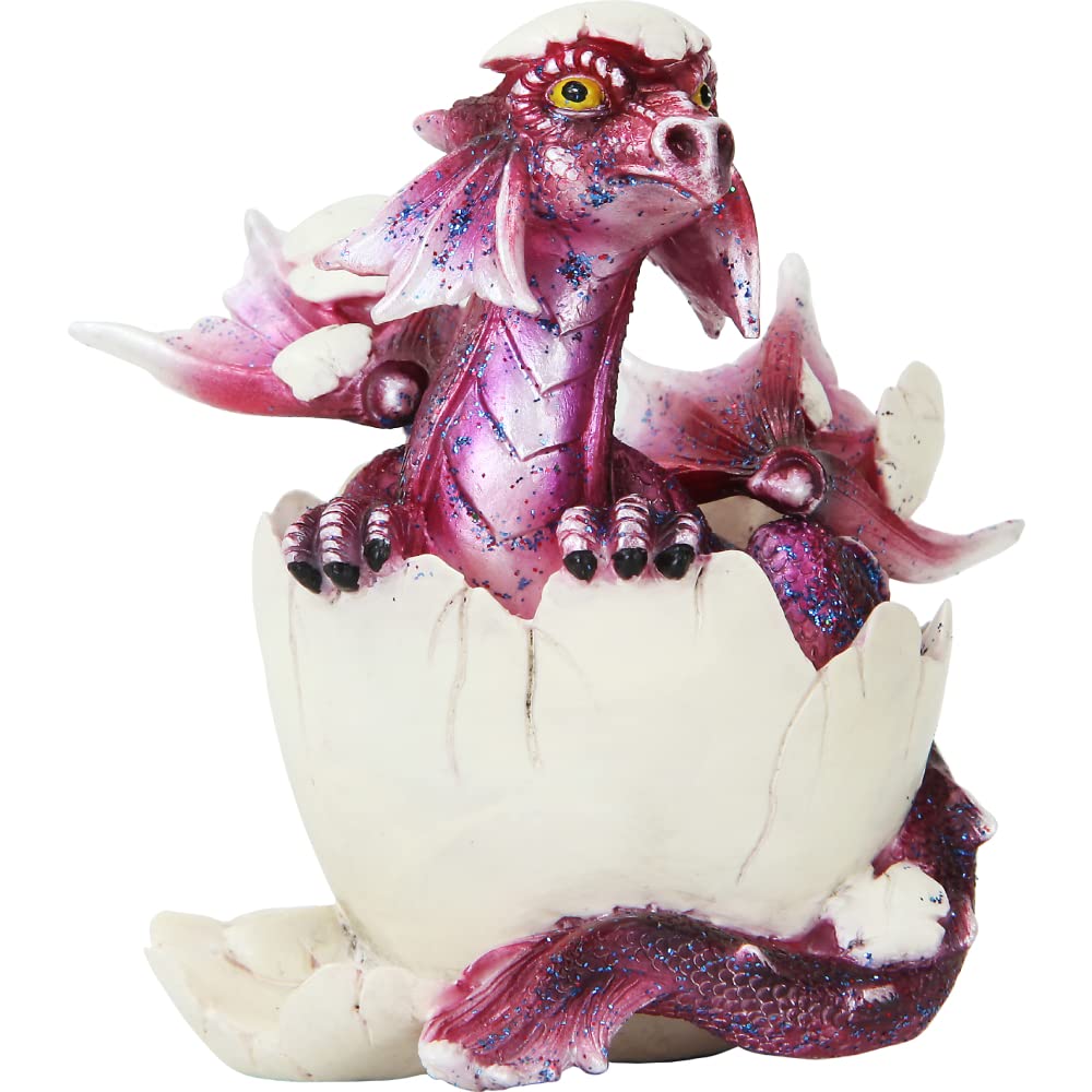 ICE ARMOR3.75" H Purple Baby Dragon Hatchling from Egg Figurine Statue