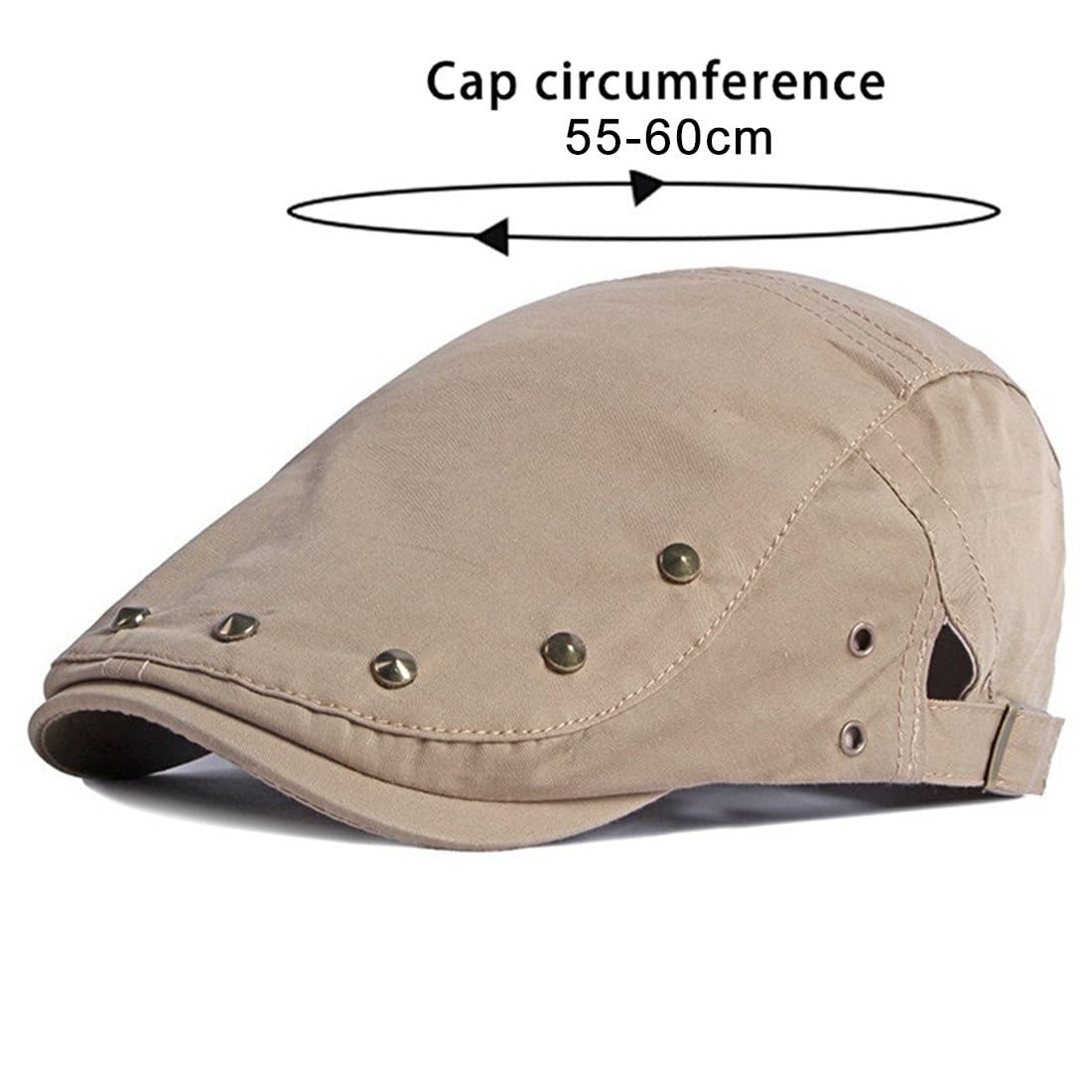 JNKET Fashion Men Women Flat Cap Rivet Duckbill Cap Leisure Driving Cap Newsboy Hats (US, Alpha, One Size, Medium, Grey)