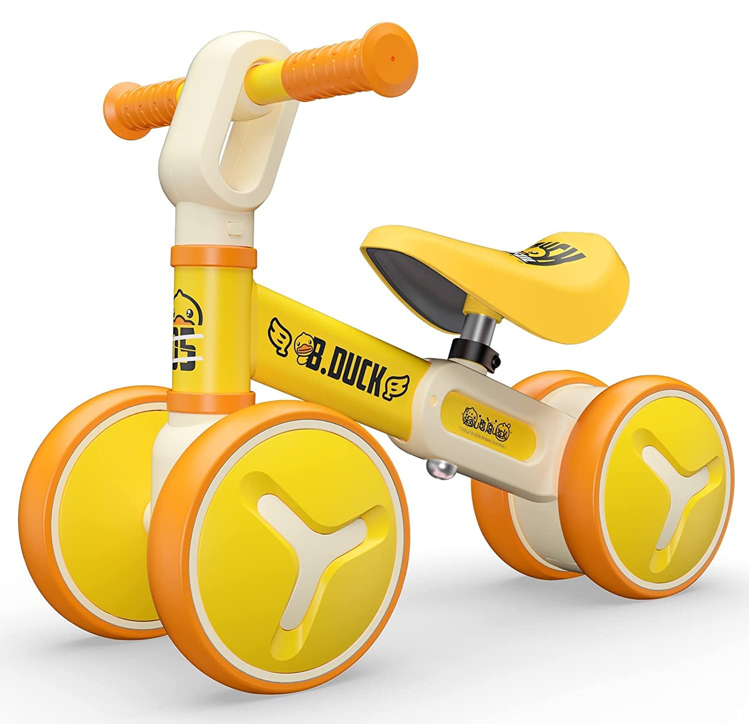 Baby Balance Bikes for 1-3 Years Riding Toys Toddler Bike No Pedal Infant 4 Wheels Bicycle with Adjustable Seat Birthday Gift Christmas