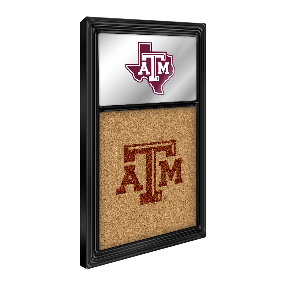The Fan Brand NCAA Texas A&M Aggies - Texas Dual Logo - Mirrored Cork Note Board - Sports Team Bar Sign Décor: Home, Dorm, Garage, Office, Fan Cave