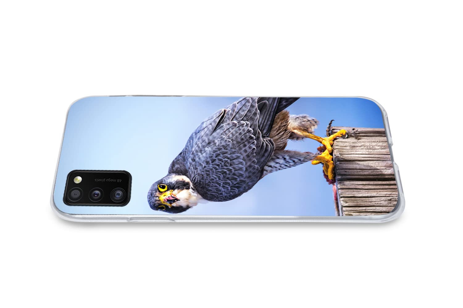 MuchoWow Funda para Samsung Galaxy A41 - Primer Plano de un Ave rapaz sobre un Grueso Palo de Madera - Funda de Silicona/Funda Blanda para teléfono móvil