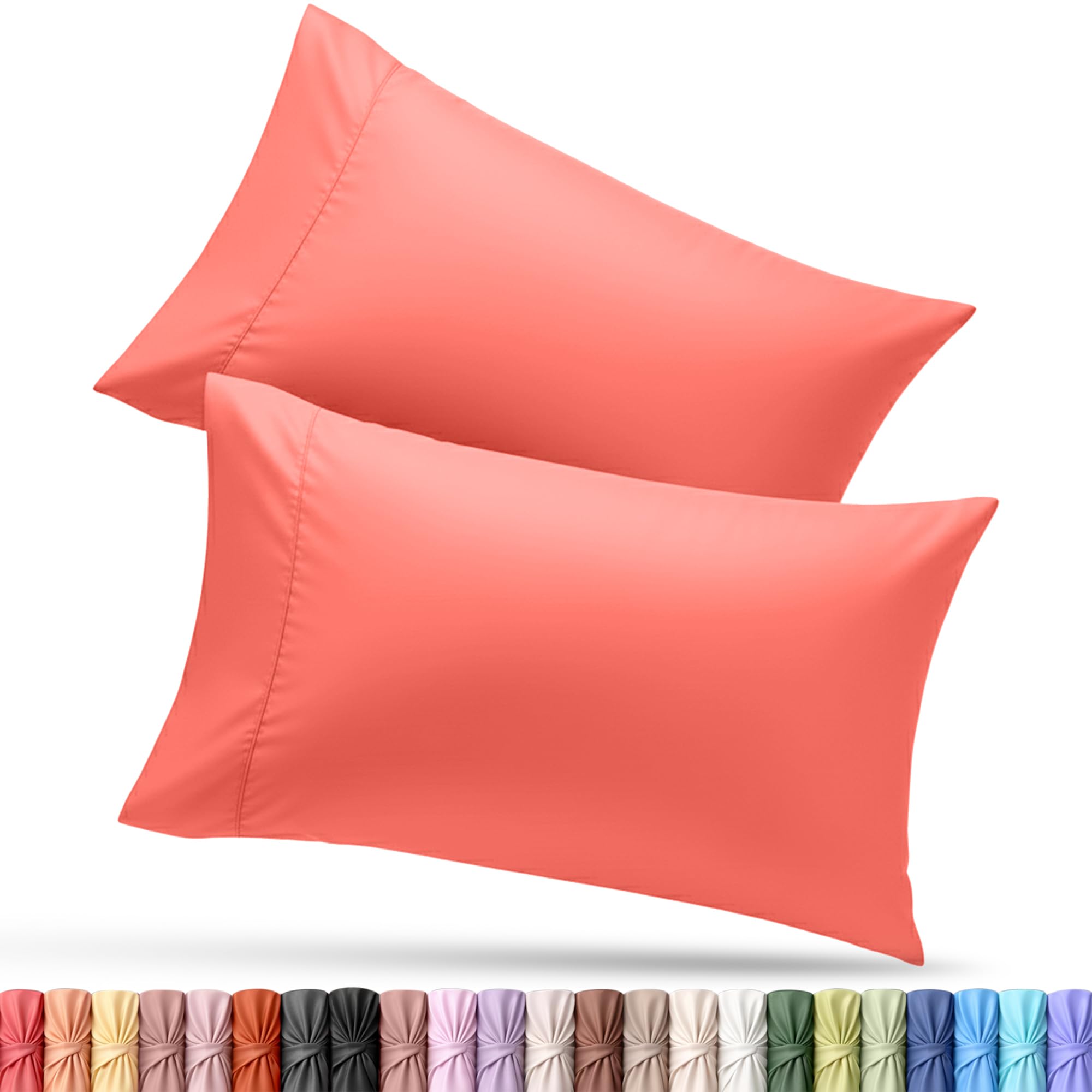 Utopia Bedding King Pillow Cases - 2 Pack - Envelope Closure - Soft Brushed Microfiber Fabric - Shrinkage and Fade Resistant Pillow Covers 20 X 40 Inches (King, Coral) โ image 1