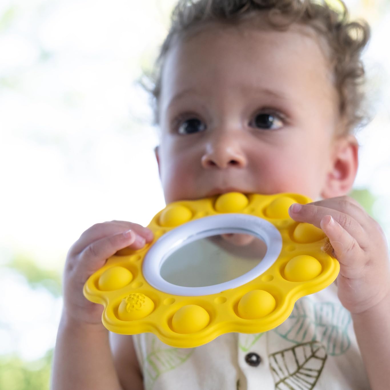 Fat Brain Toys Dimpl Bright, Push and Pop Dimple Fidget Toy with Double Sided Mirror, BPA Free Silicone Baby Sensory Toys - Image 4