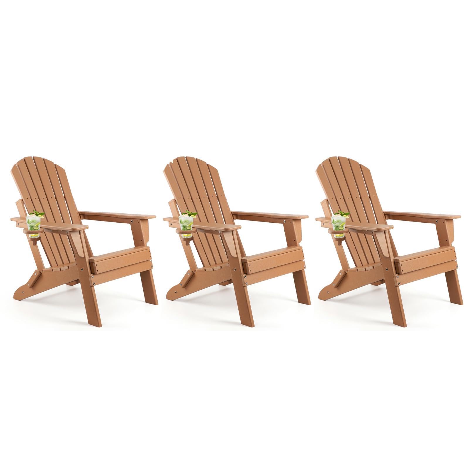 FUNBERRY Oversized Folding Adirondack Chair Set of 3, Fire Pit Chair 400LBS