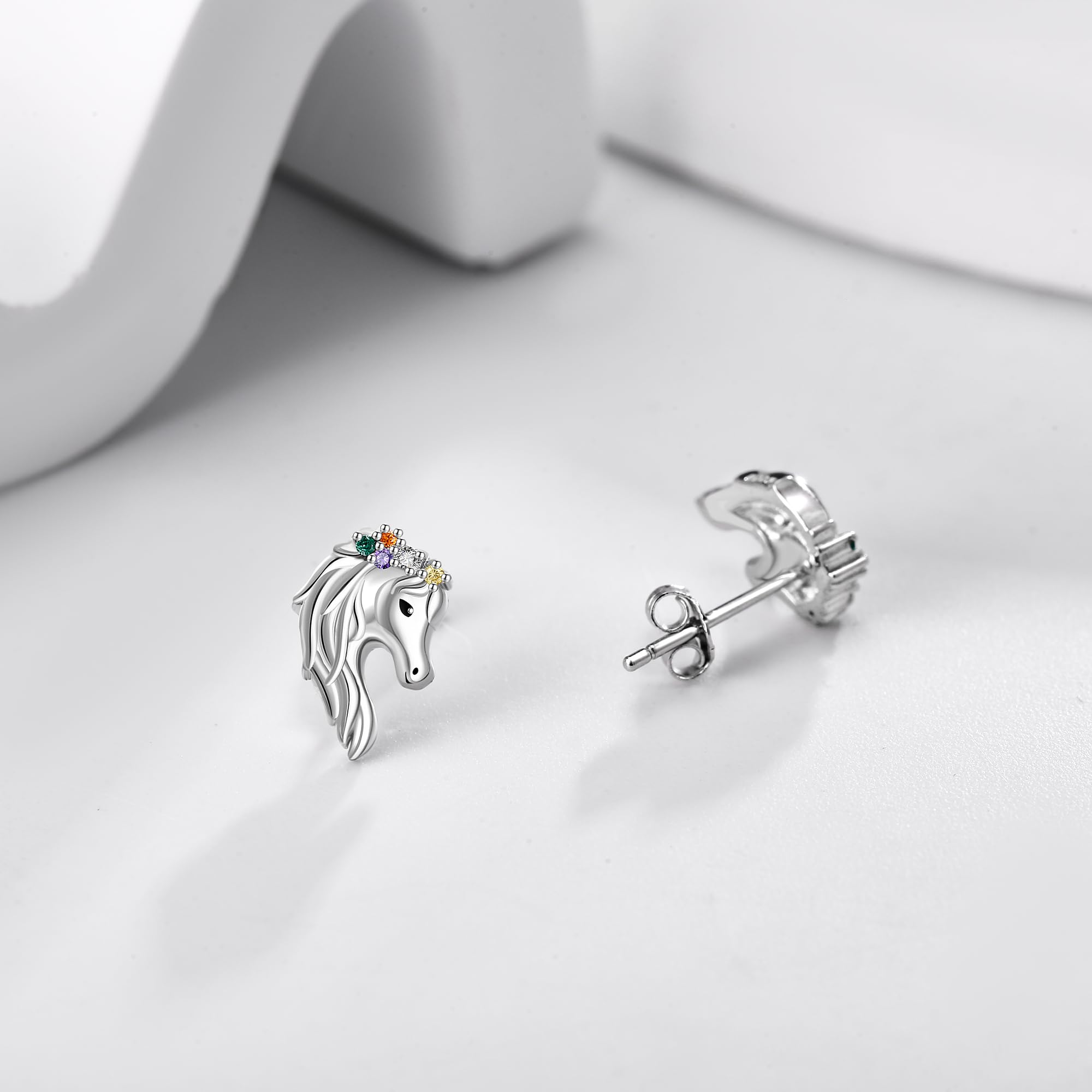 POPLYKE Pferd Axolotl Ohrringe für Mädchen Damen 925 Sterling Silber Axolotl Pferd Schmuck Tier Ohrstecker Geburtstag