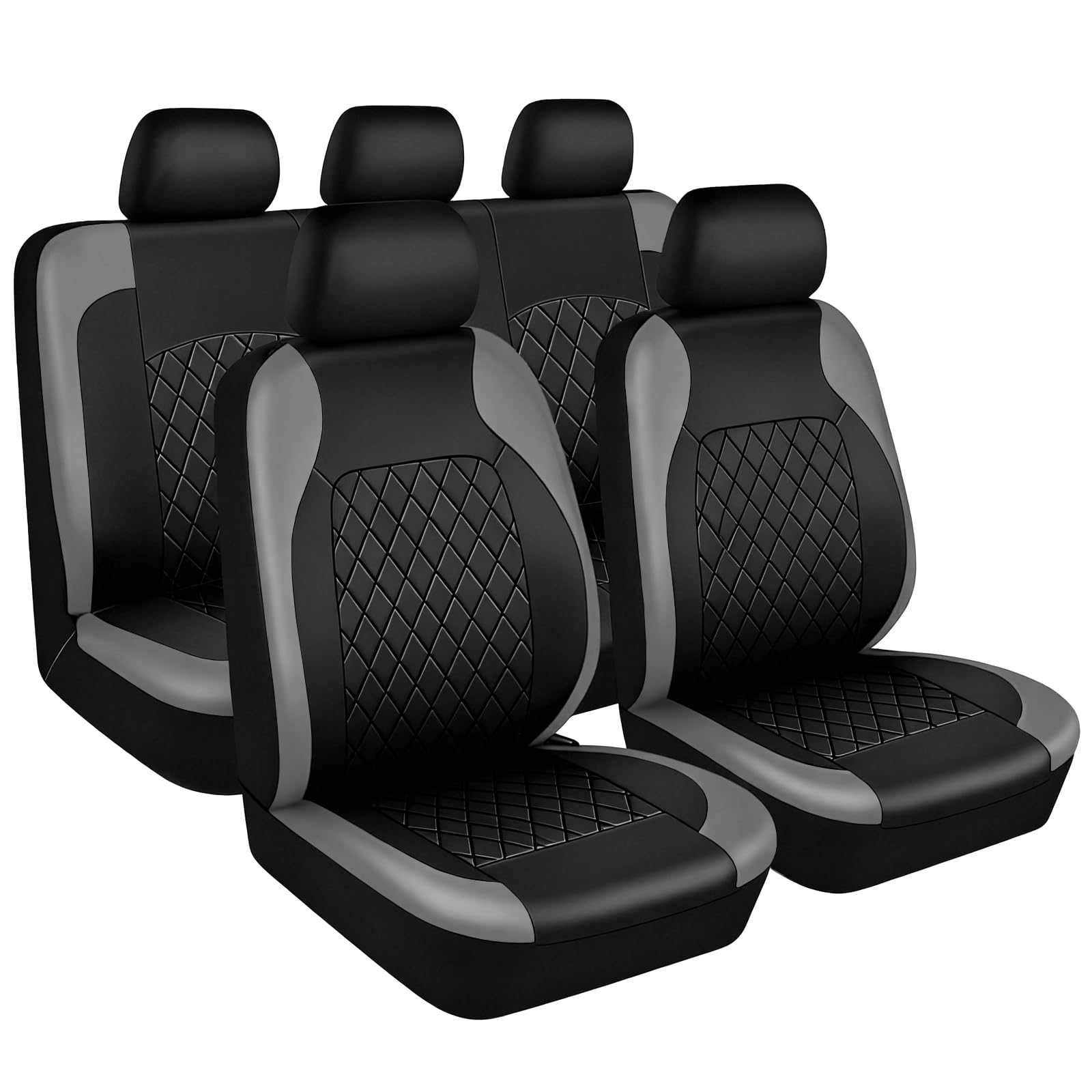 Set completo di coprisedili per auto in pelle, set universale di protezioni per sedili anteriori e posteriori, morbidi e traspiranti, coprisedili e poggiatesta per auto compatibili con airbag