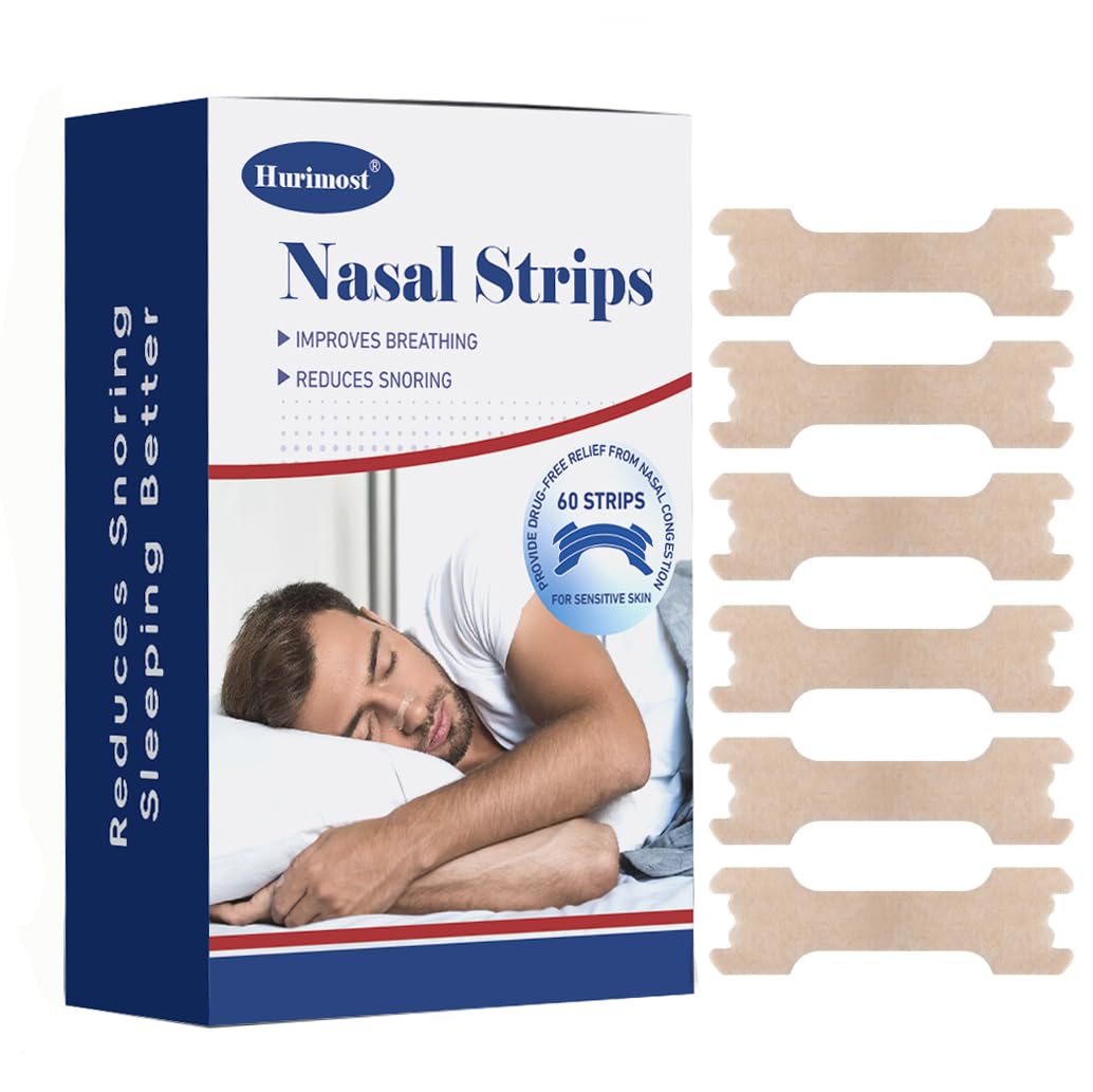 60 Pcs Anti Snoring Nasal Strips Large, Extra Strength Nose Strips Better Breathe Relieve Nasal Congestion Anti Snoring Improve Sleeping for Men Women (66 * 19mm)