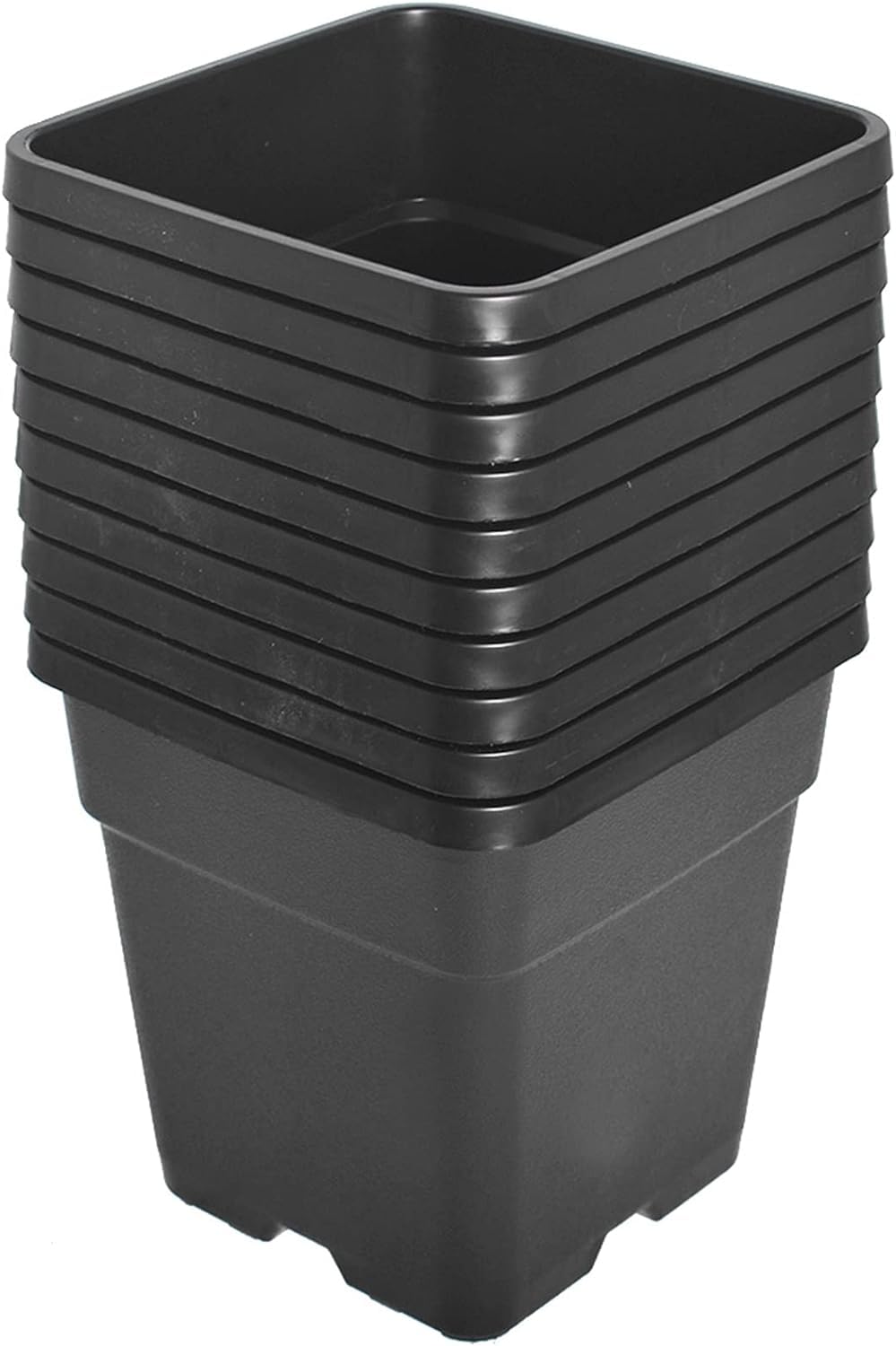 Muddy Hands Pack of 10 Black Plastic Nursery Pots Heavy Duty Outdoor Square Garden Plant Pots With Drainage For Seedlings, Cuttings, Herbs & Flowers (25 Litre)