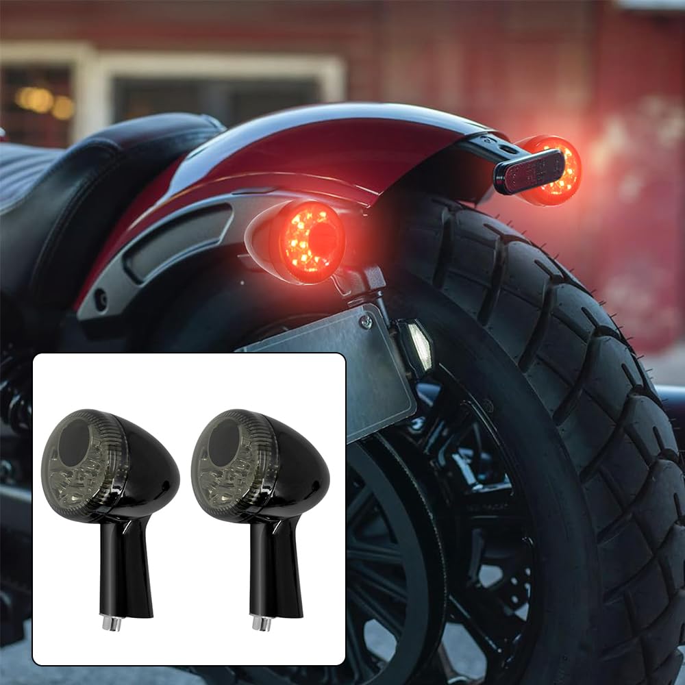 Riloer 1Coppia di indicatori di direzione posteriori a LED per moto compatibile con Harley-Davidson XL883 XL1200 Sportster 1992-2021, indicatori di direzione universali Luci freno di marcia