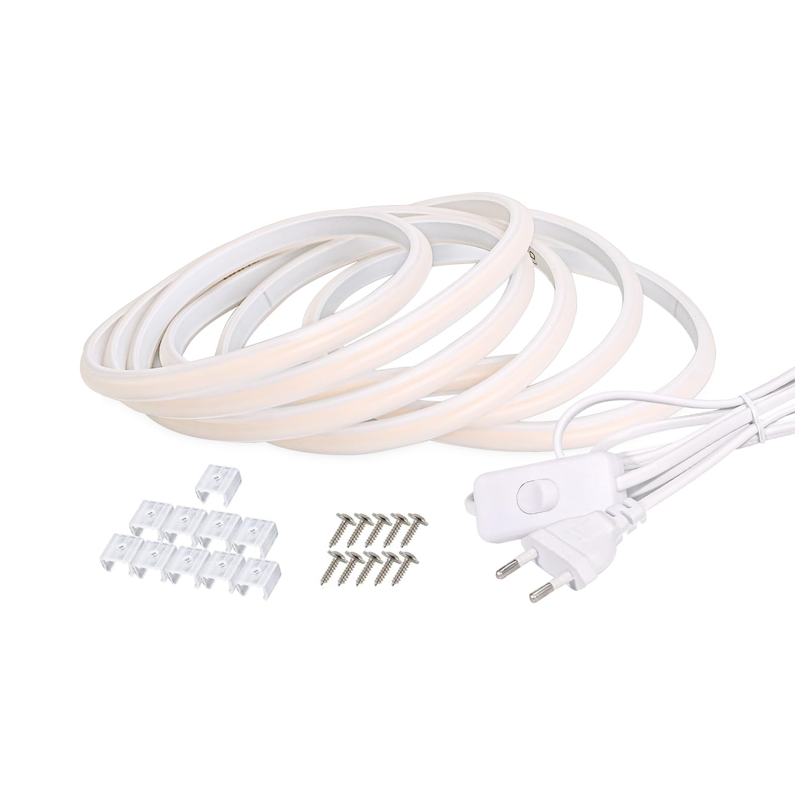 pcning IP67 Impermeabile Strip LED COB 220V 5M Flessibile Striscia Bianco Caldo 3000K, Strisce LED 220 Volt da Esterno 5 Metri (Bianco Caldo, 5M)