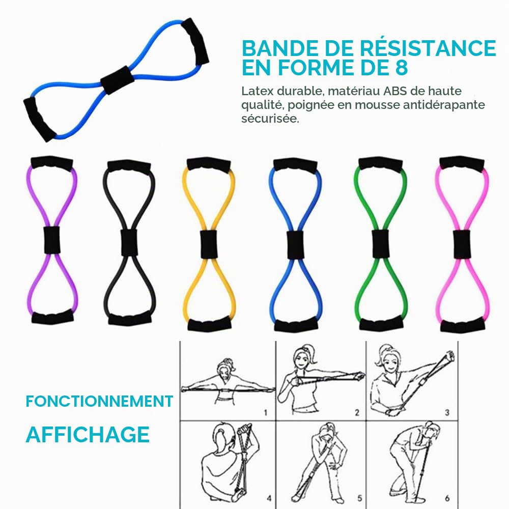 Kits de Yoga pour Femmes à Domicile Pilates Équipement Pilates Magic Ring Butin Bandes pour Exercer Les Fesses Muscles Yoga Ball 25cm Forme 8 Bandes de Résistance Yoga Étirement