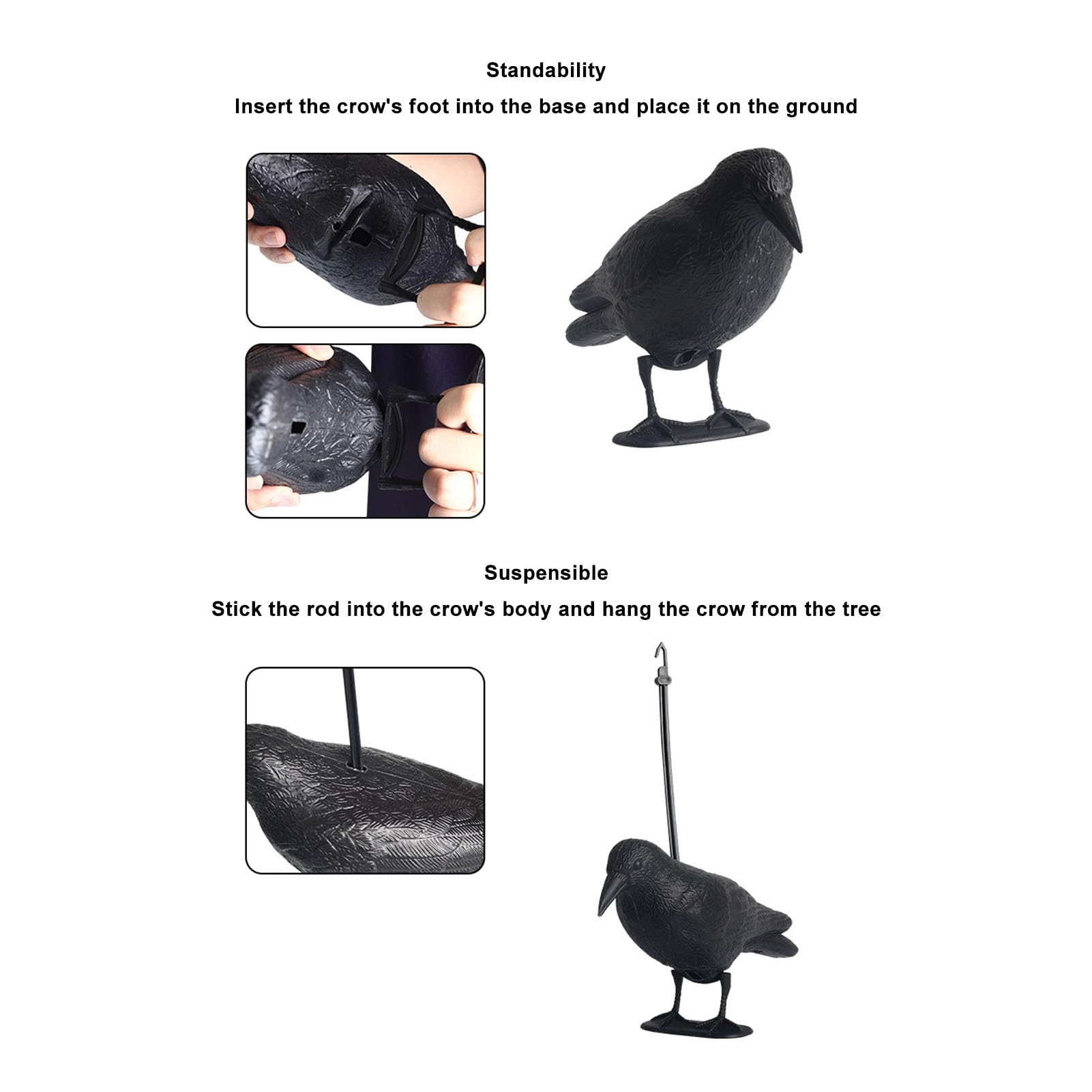 Odorkle Archery Target Decoy, 3D Archery Target Crow Statue Decoy for Outdoor Shooting Hunting Garden Decoration