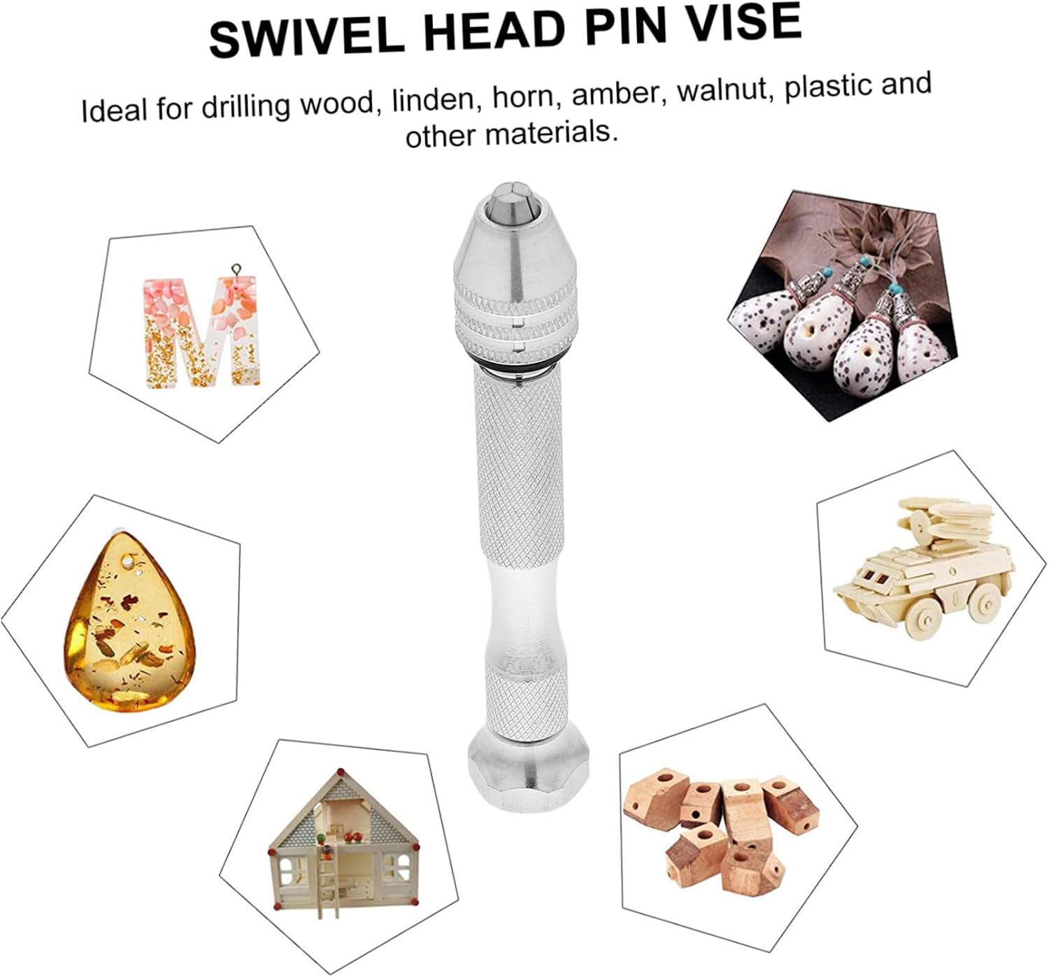 Housoutil Walnut Puncher Drill Bits Model Maker Drill Hand Jeweler Jewelry Tool Drill Bit Holder Tools for Miniature Woodworking Miniature Model Drill Jewelry Drill Silver Aluminum Alloy