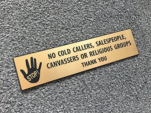 Stop - No Cold Callers, Salespeople, Canvassers or Religious Groups - Engraved Sign