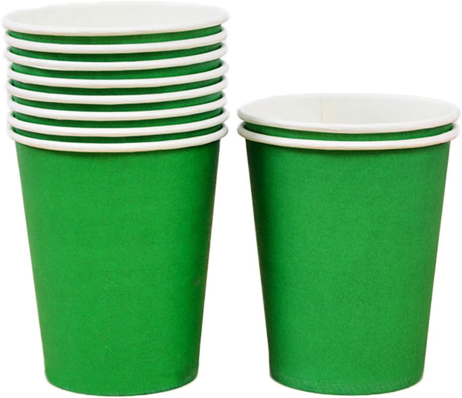Cdet Green Paper Cups DIY Craft Disposable Party Cup Set Hot Drinks Coffee Tea Milk Party Wedding BBQ Drinking Accessories 250ML Pack of 10