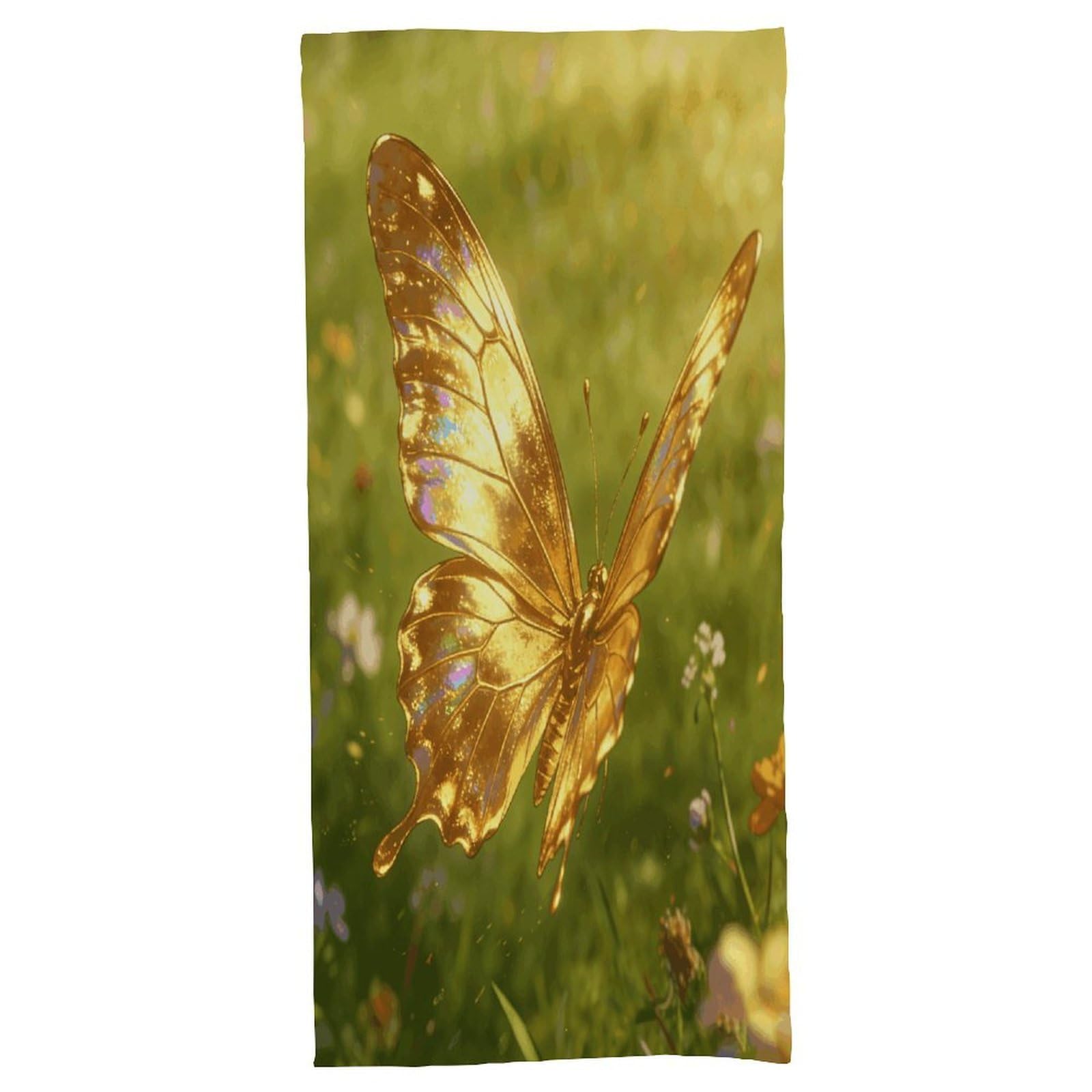 Fodpand Style Golden Butterfly Bath Towel, Highly Absorbent & Quick Drying Beach Towel, Compact & Lightweight Pool Towel For Bathroom, Beach, Pool, Gym, Spa, And Hotel Use