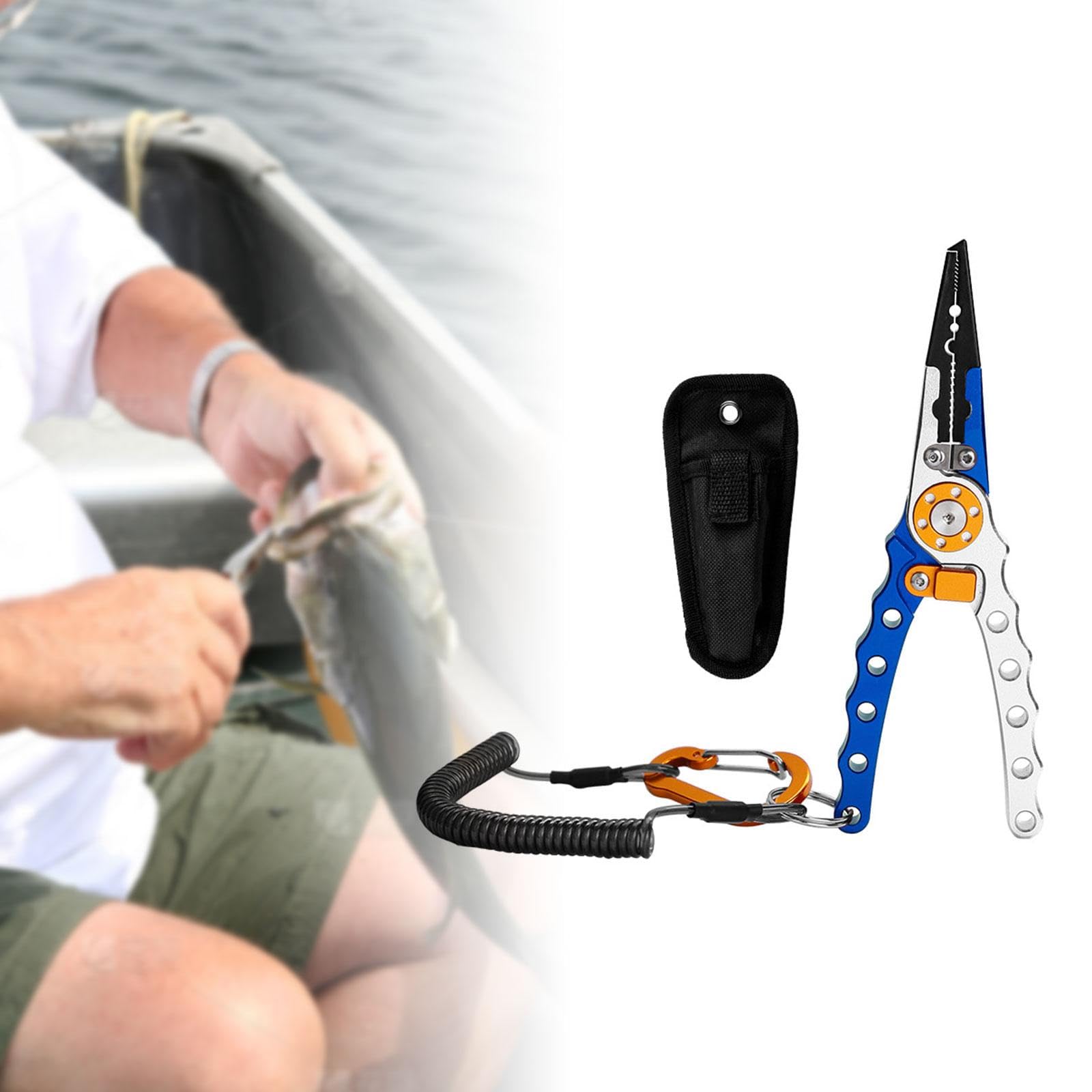 Gralara Fishing Pliers Aluminium Split Angelzange Multitool Hakenzieher Schnurtrenner mit Nylonetui Und Anti Verlust Seil für Heimgebrauch Angelausflug C