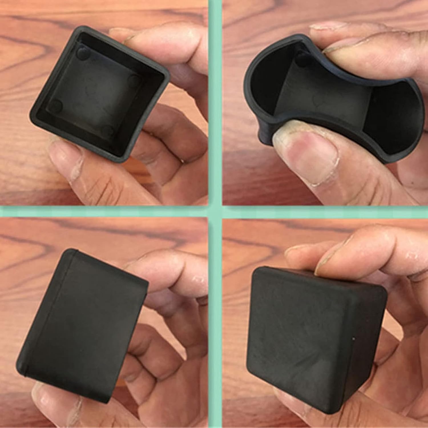 Rubber Pipe Cover,Plug Hole,12pcs Rectangle Furniture Hardware Leg Tips Rubber Table Chair Leg Caps Replacement Tips Multipurpose Feet(25 * 50mm)