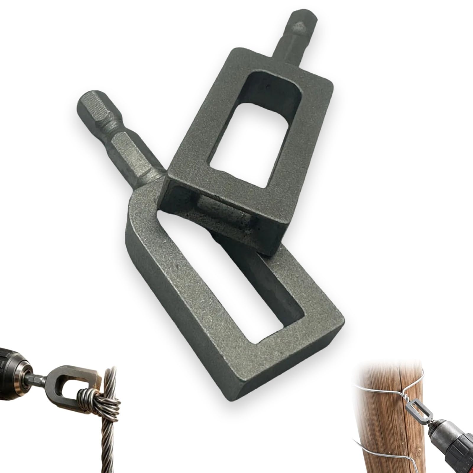 Wire Twister Tool for Drill, Wire Nut Twister, Multifunctional Iron Wire Twister/Knotter with 6mm Hex Shank,Winding Tool & Twisting Sleeve,for Reinforcing and Construction Tie(A+B)