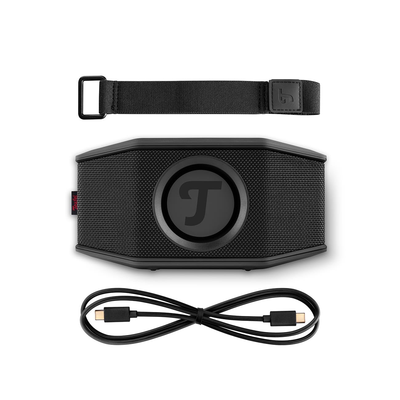 Teufel ROCKSTER GO 2 Bluetooth Speaker - Tragbarer Lautsprecher für draußen, mit Langer Akkulaufzeit (28 h), Wasserdicht IP67, Wireless Musikstreaming, USB Soundcard, Outdoor - schwarz/rot