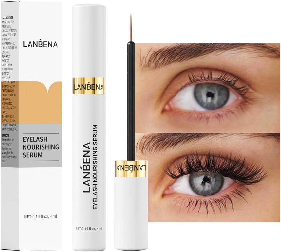 LANBENA Eyelash Growth Serum, Advanced Eyelash Treatment - Lash Serum for Eyebrow Growth, Supports Visible Lash Fullness & Length, Gentle for Daily Use, 4ml