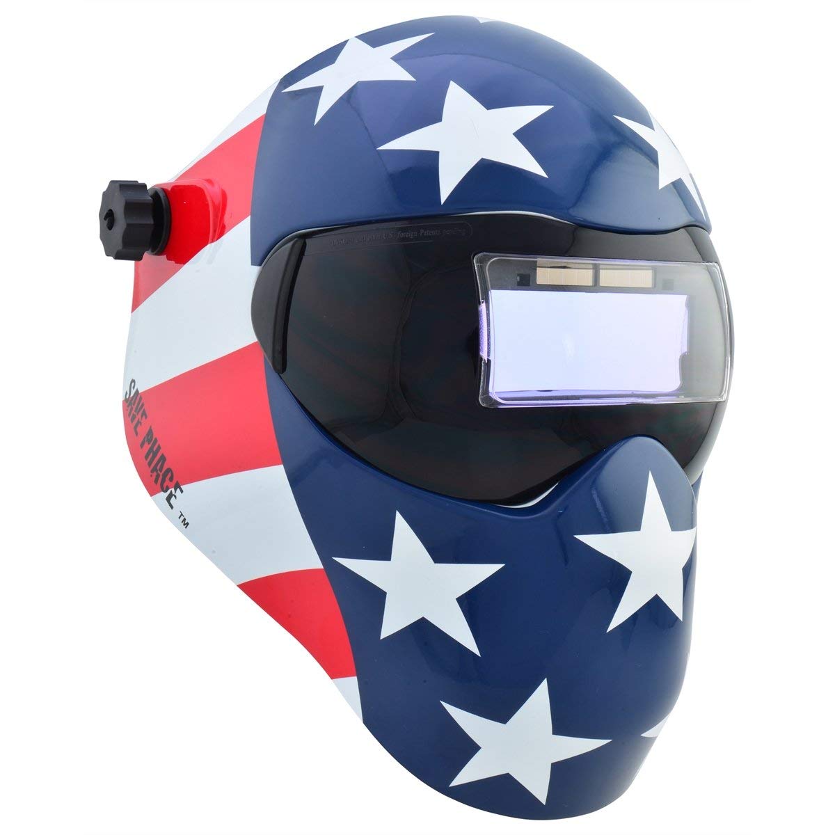 Save Phace Auto Darkening Welding Helmet Patriot EFP I Series - Ear to Ear vision Welder Hood Grinding Mask with External 2 x 4 Inch Adjustable ADF for SMAC/MIG/TIG/SPOT - 2 Sensors Solar
