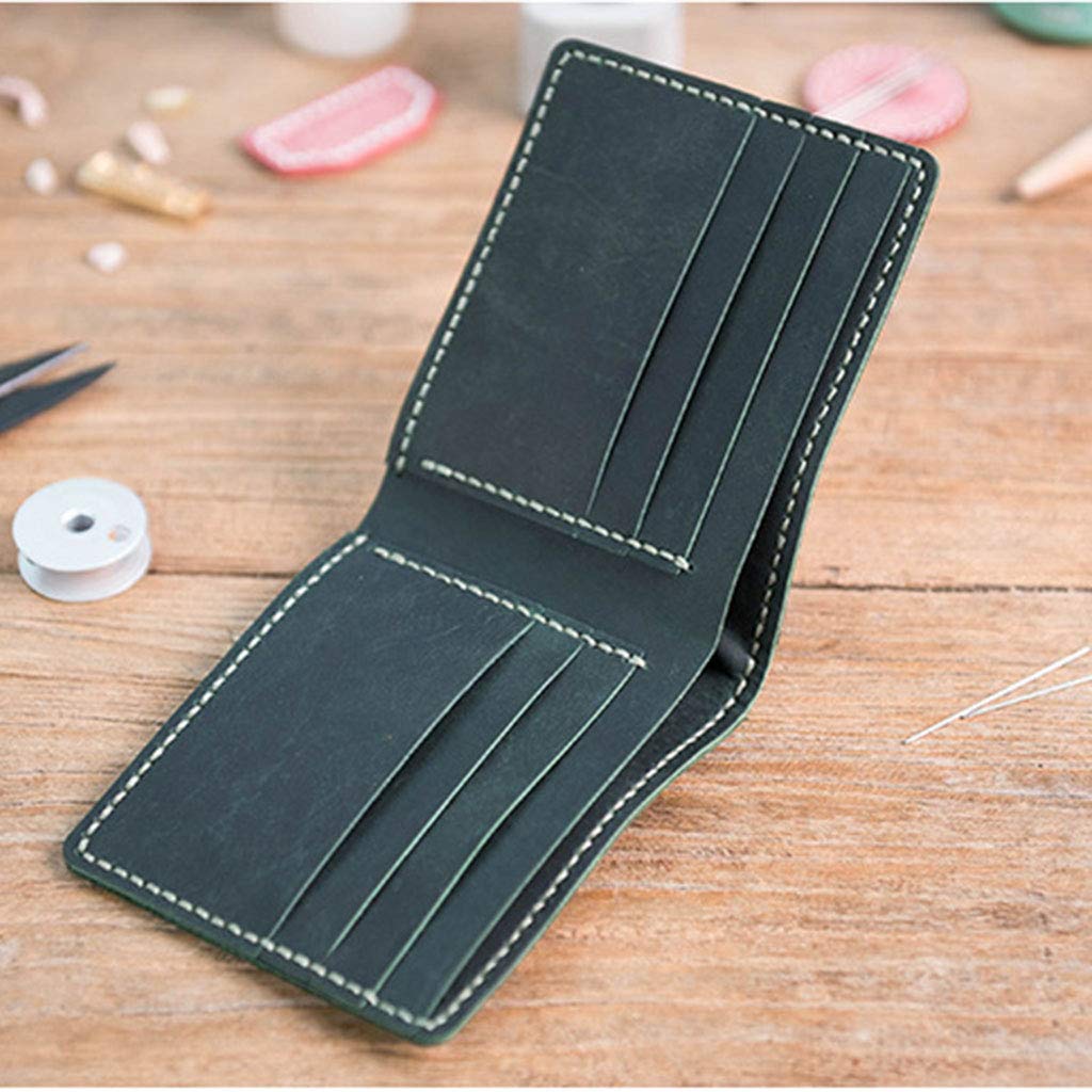 Adoorniequea 2 Set DIY Leder Geldbörse Kit Leder Rohlinge Set für die Herstellung von Bifold Wallet Dunkelgrün