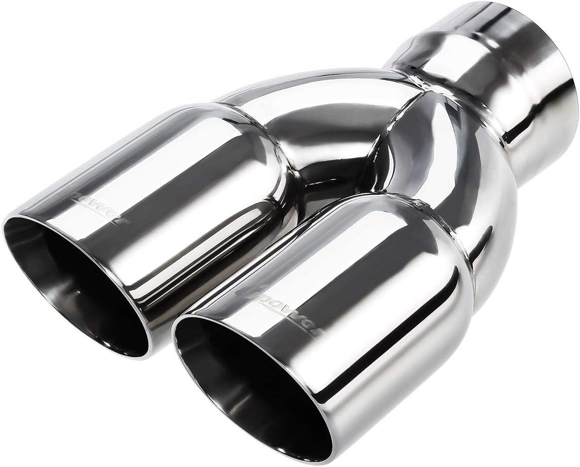 Upower Dual Exhaust Tip 3 Inch Inlet 3" outlet 9.5" Long Tail Pipe Double Wall Polished 304 Stainless Steel