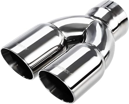 Upower Dual Exhaust Tip 3 Inch Inlet 3" outlet 9.5" Long Tail Pipe Double Wall Polished 304 Stainless Steel