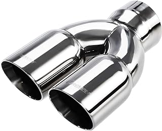 Upower Dual Exhaust Tip 3 Inch Inlet 3" outlet 9.5" Long Tail Pipe Double Wall Polished 304 Stainless Steel