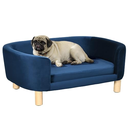 PawHut Sofá para Perros Pequeños con Funda Lavable 86x55x33 cm Azul