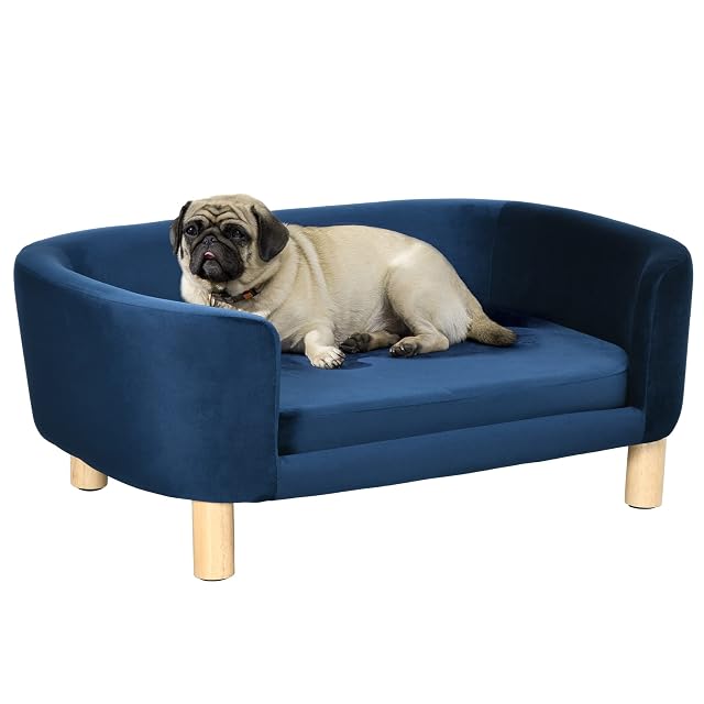 PawHut Sofá para Perros Pequeños con Funda Lavable 86x55x33 cm Azul